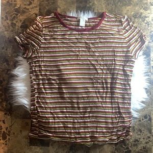Stretch material stripped T shirt